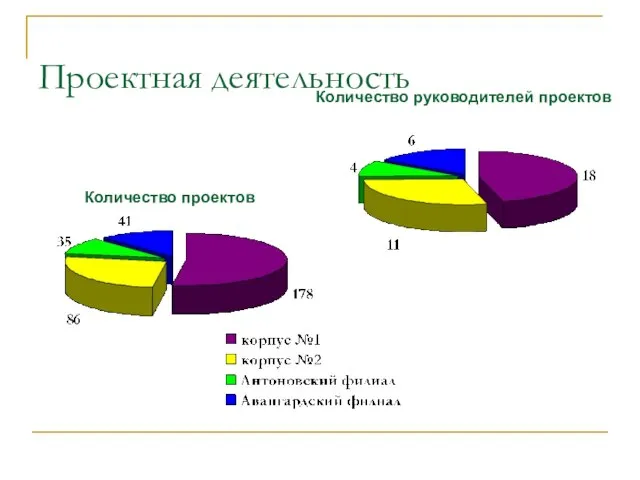 Проектная деятельность Количество проектов Количество руководителей проектов