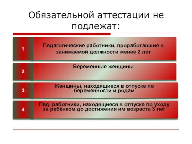 Обязательной аттестации не подлежат: