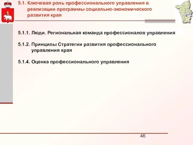 5.1.1. Люди. Региональная команда профессионалов управления 5.1.2. Принципы Стратегии развития профессионального управления