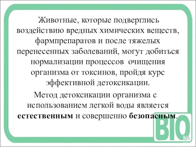 Животные, которые подверглись воздействию вредных химических веществ, фармпрепаратов и после тяжелых перенесенных