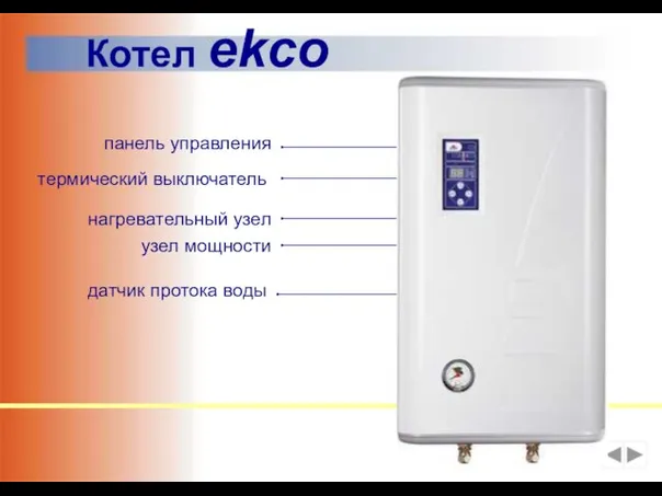 Котел ekco пaнель управления термический выключатель узел мощности нагревательный yзел датчик протока воды