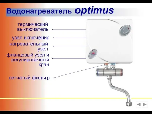 Водонагреватель optimus термический выключатель узел включения нагревательный узел фланцевый узел и регулировочный кран сетчатый фильтр