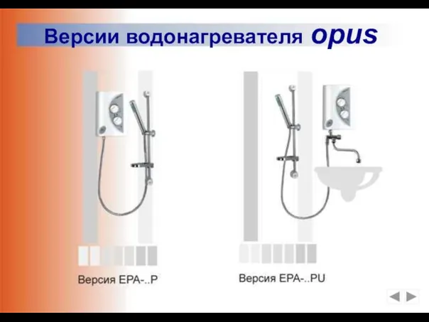 Версии водонагревателя opus