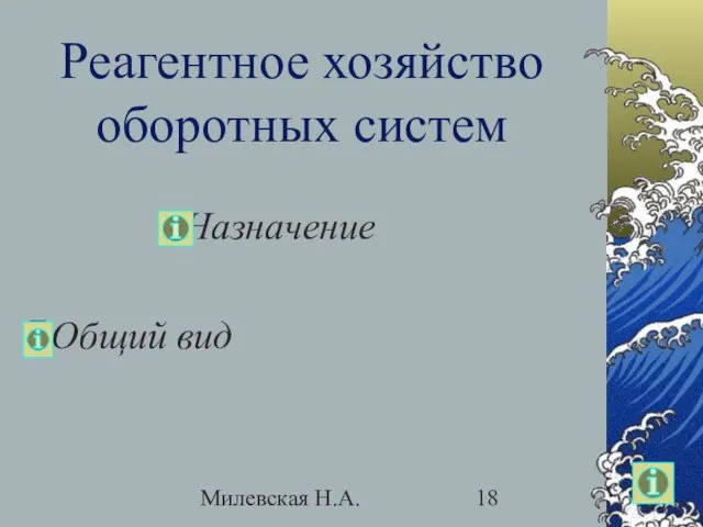 Милевская Н.А. Реагентное хозяйство оборотных систем Назначение Общий вид