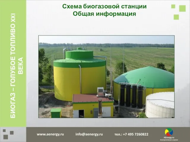 Схема биогазовой станции Общая информация БИОГАЗ – ГОЛУБОЕ ТОПЛИВО XXI ВЕКА