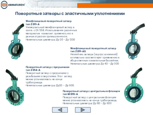 Межфланцевый поворотный затвор тип Z 011-A Универсальный межфланцевый затвор в соотв. с