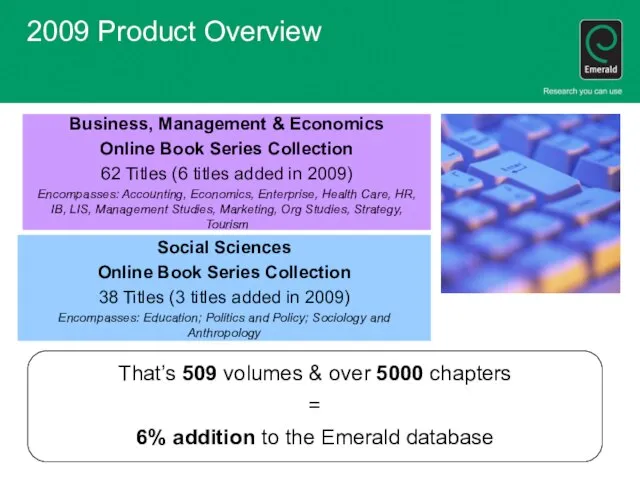 2009 Product Overview Business, Management & Economics Online Book Series Collection 62