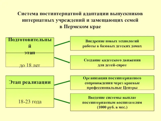 Система постинтернатной адаптации выпускников интернатных учреждений и замещающих семей в Пермском крае