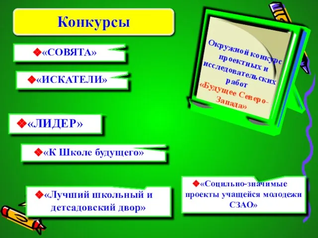 «ЛИДЕР» Конкурсы «СОВЯТА» «Лучший школьный и детсадовский двор» «Социльно-значимые проекты учащейся молодежи