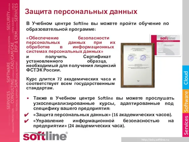 Защита персональных данных «Обеспечение безопасности персональных данных при их обработке в информационных