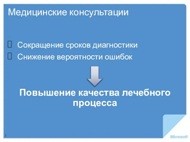 Медицинские консультации Сокращение сроков диагностики Снижение вероятности ошибок Повышение качества лечебного процесса