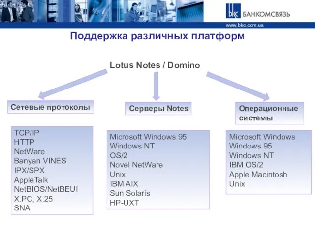 Операционные системы Серверы Notes Сетевые протоколы Microsoft Windows Windows 95 Windows NT