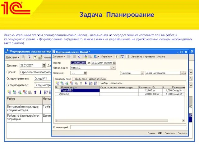 Задача Планирование Заключительным этапом планирования можно назвать назначения непосредственных исполнителей на работы