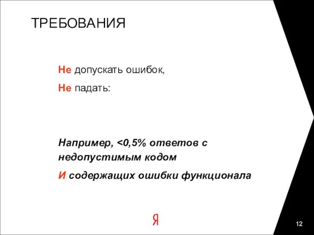 ТРЕБОВАНИЯ Не допускать ошибок, Не падать: Например, И содержащих ошибки функционала