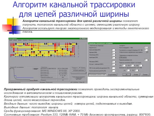 Алгоритм канальной трассировки для цепей различной ширины Алгоритм канальной трассировки для цепей