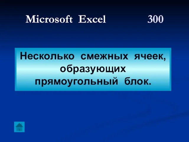 Microsoft Excel 300 Несколько смежных ячеек, образующих прямоугольный блок.