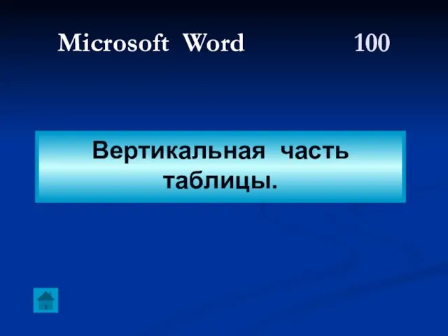 Microsoft Word 100 Вертикальная часть таблицы.