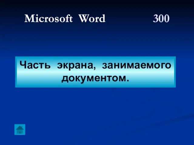 Microsoft Word 300 Часть экрана, занимаемого документом.