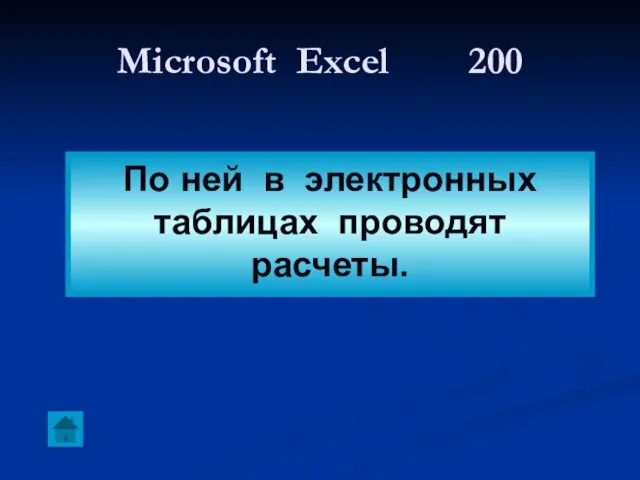 Microsoft Excel 200 По ней в электронных таблицах проводят расчеты.