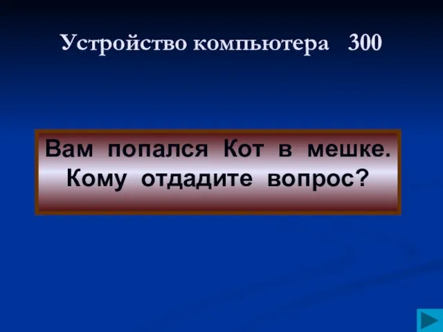 Устройство компьютера 300 Вам попался Кот в мешке. Кому отдадите вопрос?