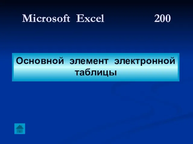 Microsoft Excel 200 Основной элемент электронной таблицы