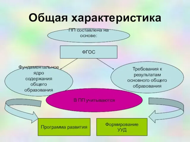 Общая характеристика ПП составлена на основе: ФГОС Фундаментальное ядро содержания общего образования