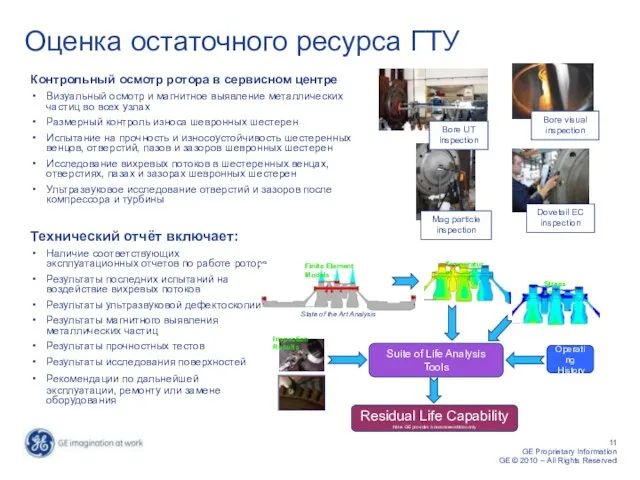 Контрольный осмотр ротора в сервисном центре Визуальный осмотр и магнитное выявление металлических