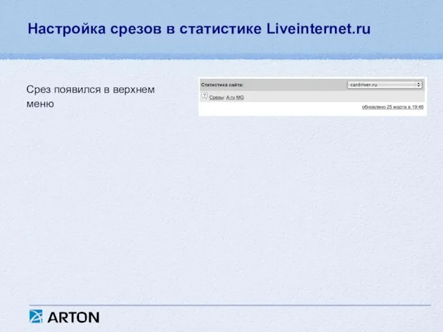 Настройка срезов в статистике Liveinternet.ru Срез появился в верхнем меню