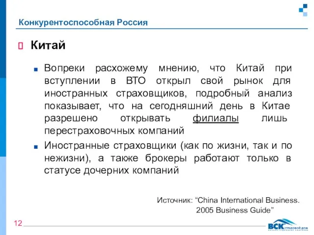 Конкурентоспособная Россия Китай Вопреки расхожему мнению, что Китай при вступлении в ВТО