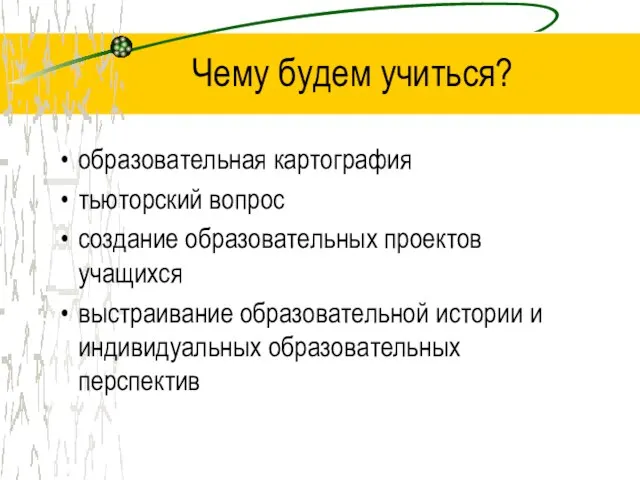 Чему будем учиться? образовательная картография тьюторский вопрос создание образовательных проектов учащихся выстраивание