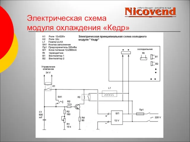 Электрическая схема модуля охлаждения «Кедр»