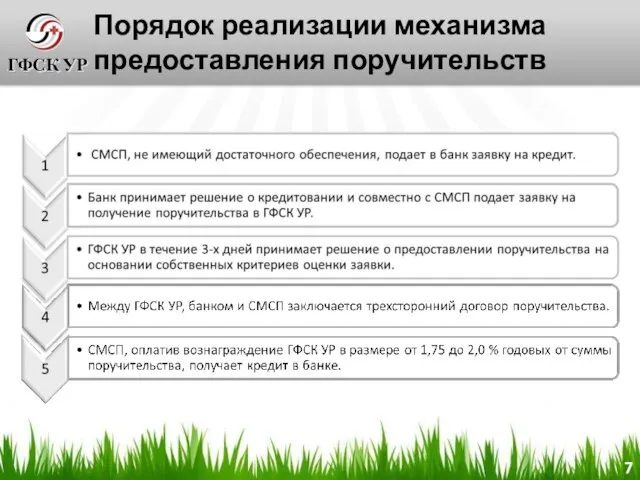 Порядок реализации механизма предоставления поручительств