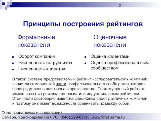 Фонд социальных исследований Cамара, Красноармейская 70, (846) 229-67-33 www.fond.sama.ru Оборот компании Численность