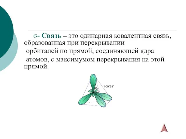 σ- Связь – это одинарная ковалентная связь, образованная при перекрывании орбиталей по