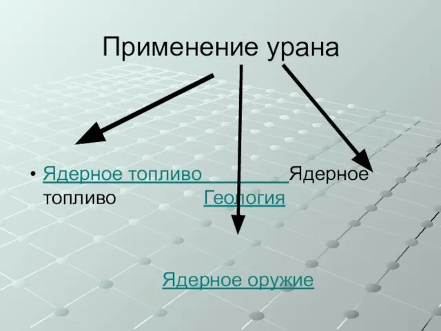 Применение урана Ядерное топливо Ядерное топливо Геология Ядерное оружие