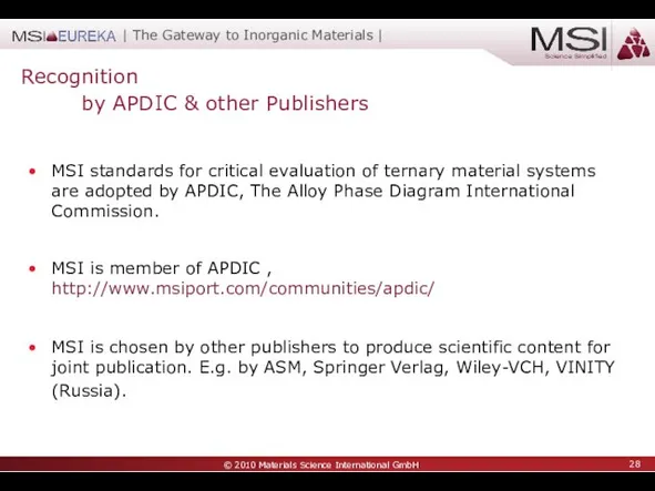 Recognition by APDIC & other Publishers MSI standards for critical evaluation of