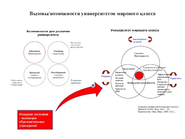 Вызовы/возможности университетов мирового класса Создание университетов мирового класса / Джамиль Салми; пер.с