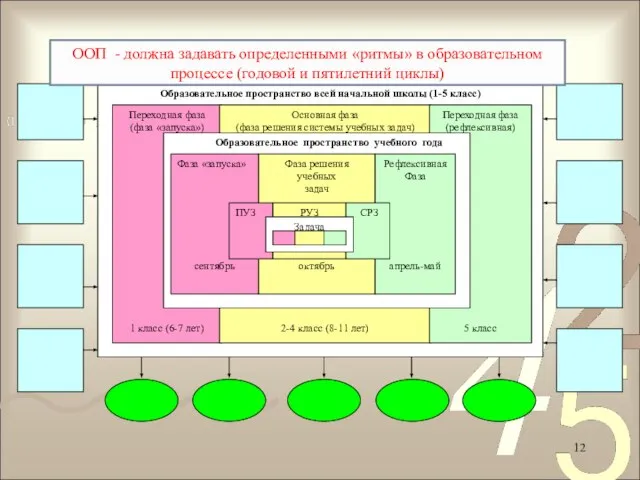 ООП - должна задавать определенными «ритмы» в образовательном процессе (годовой и пятилетний циклы)