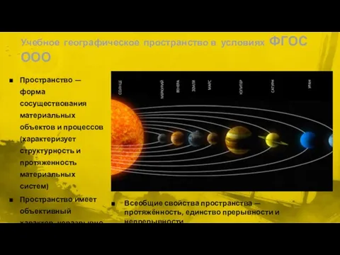 Пространство — форма сосуществования материальных объектов и процессов (характеризует структурность и протяженность