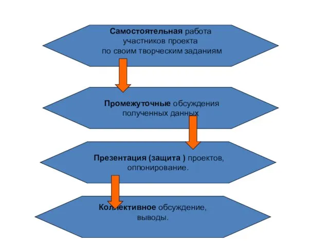 Самостоятельная работа участников проекта по своим творческим заданиям Промежуточные обсуждения полученных данных