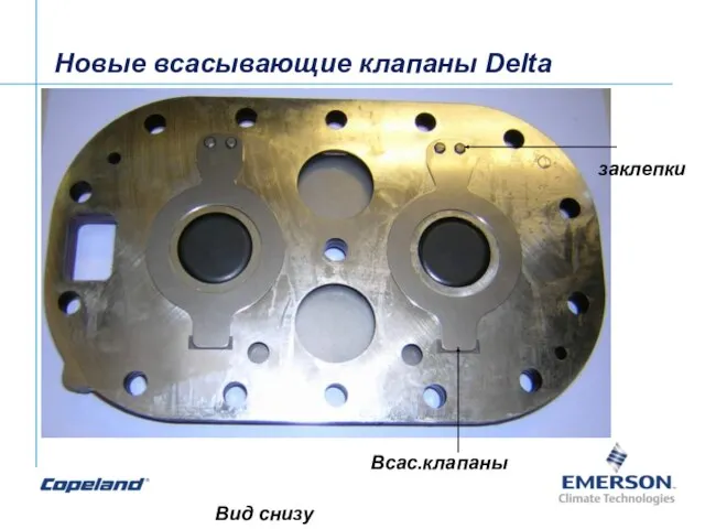 Вид снизу заклепки Всас.клапаны Новые всасывающие клапаны Delta