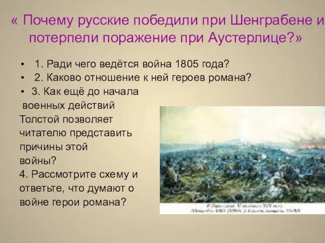 « Почему русские победили при Шенграбене и потерпели поражение при Аустерлице?» 1.