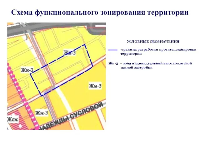 Схема функционального зонирования территории -граница разработки проекта планировки территории Жи-3 – зона