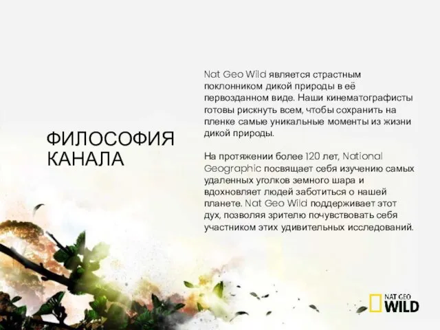 Nat Geo Wild является страстным поклонником дикой природы в её первозданном виде.