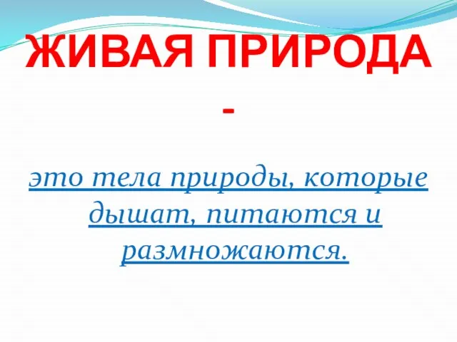 ЖИВАЯ ПРИРОДА - это тела природы, которые дышат, питаются и размножаются.