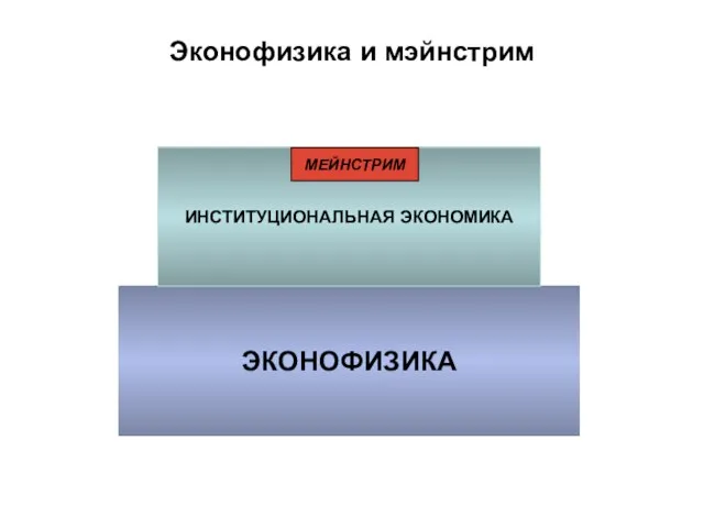 Эконофизика и мэйнстрим ЭКОНОФИЗИКА ИНСТИТУЦИОНАЛЬНАЯ ЭКОНОМИКА МЕЙНСТРИМ