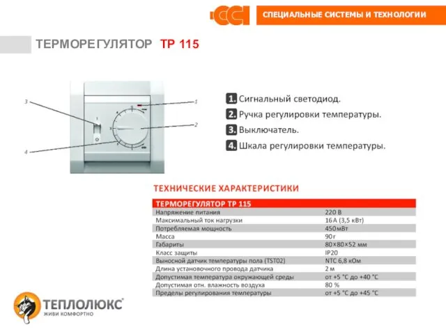 ТЕРМОРЕГУЛЯТОР ТР 115 ТЕРМОРЕГУЛЯТОР ТР 115