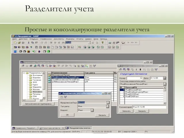 Разделители учета Простые и консолидирующие разделители учета