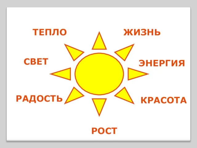 ТЕПЛО СВЕТ РАДОСТЬ РОСТ ЭНЕРГИЯ ЖИЗНЬ КРАСОТА