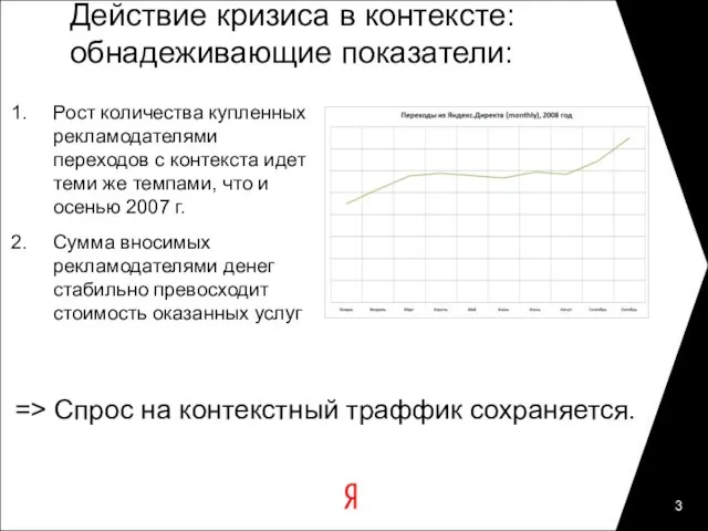 Действие кризиса в контексте: обнадеживающие показатели: Рост количества купленных рекламодателями переходов с